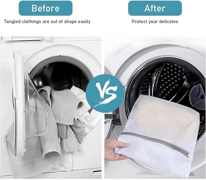 Polecasa 2Pcs 24 x 24 Inches Extra Durable 125g Diamond Mesh Laundry Bags with Sturdy Zipper for Delicates, Protect Clothes in Washing Machine, Laundry Room Essentials for College, Dorm (2 XL-Large)