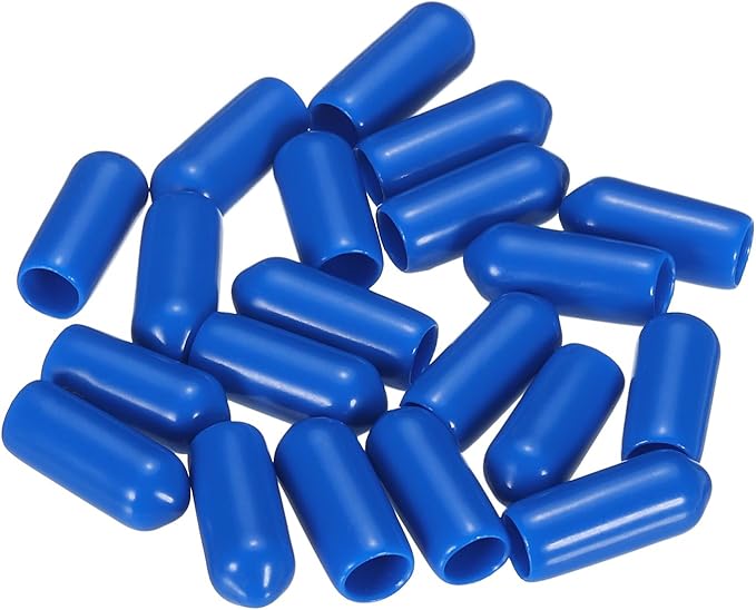 uxcell 20pcs Rubber End Caps 5.5mm ID Vinyl PVC Round Tube Bolt Cap Cover Screw Thread Protectors Blue