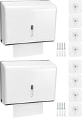 QWORK Paper Towel Dispenser Wall Mount, 2 Pack Multifold Hand Towel Dispenser, Tri-fold Commercial Hand Towel Dispenser for Bathroom, Kitchen, Office, White