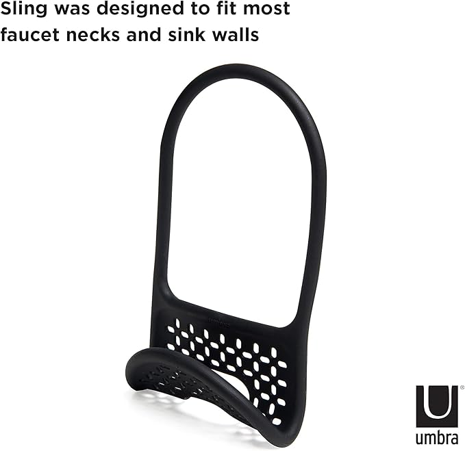Umbra Sling Kitchen Sink Accessory, Single-Sided Sponge Holder, Black