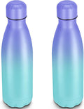 25oz Cola-Bottle Shaped Stainless Steel Leak-proof Water Bottle,Double Wall Vacuum Insulated Metal,Travel Mug For Sports Indoors & Outdoors,BPA-Free Kids Flasks,Purple Blue(2 Pack)