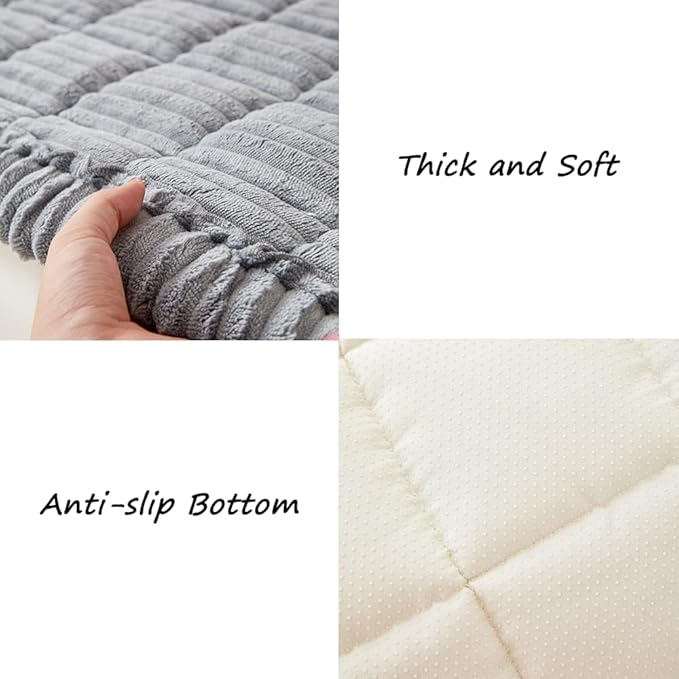 Couch Cover for Dogs Washable, Fuzzy Pet Couch Covers for 3 Cushion Sofa Pet Friendly, Non Slip Sofa Cover (Light Gray, 27.6" x 59"/70 x 150cm)