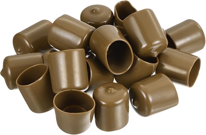 uxcell 20pcs Rubber End Caps 23mm(15/16") ID Vinyl PVC Round Tube Bolt Cap Cover Screw Thread Protectors Light Brown