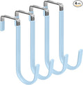 FYY Over The Door Hooks, 4 Pack Door Hangers Hooks with Rubber Prevent Scratches Heavy Duty Organizer Hooks for Living Room, Bathroom, Bedroom, Kitchen Hanging Clothes Towels Hats Coats Bags Cyan