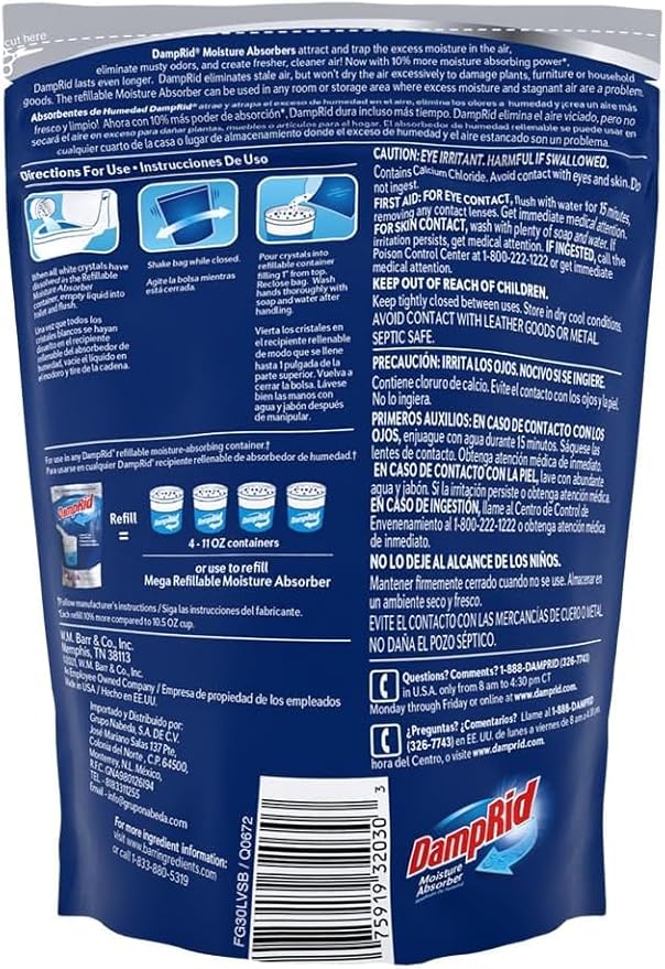 Damp Rid Refillable Moisture Absorber, Includes Single Damp Rid Lavender Vanilla 11oz. Cup & 44oz. Refill Bag - Moisture Absorbers for Closet, 10% More Absorbing Power*, Cleaner Air - ILIOS Packaging.