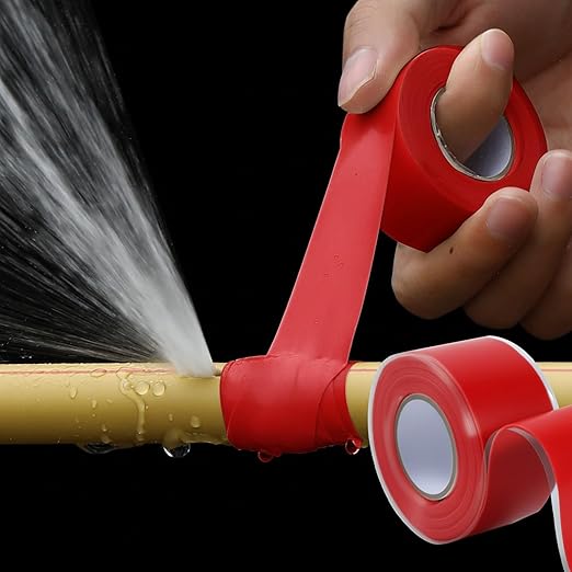 Self Fusing Silicone Tape 4 Rolls 1 in x 10' Red Waterproof Rescue Tape Rubber Leak Silicone Self-amalgamating Tape for Plumbing, Sealing Pipes, Hose Repair, Outdoor Coax and Tool Fixation