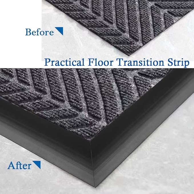 Floor Transition Strip Self Adhesive Carpet & Flooring Transitions Edging Trim Strip PVC Threshold Transitions Suitable for Threshold Height Less Than 10mm (6.56Ft, Black)