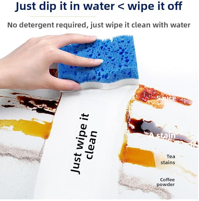 Ampang Wave-Shaped Scrub Sponges for Kitchen Cleaning - Nano Sponge & High-Foam Seaweed Cotton, Non-Scratch, Dishwasher Safe, Ideal for Washing Dishes & Daily Household Tasks (5, Blue)