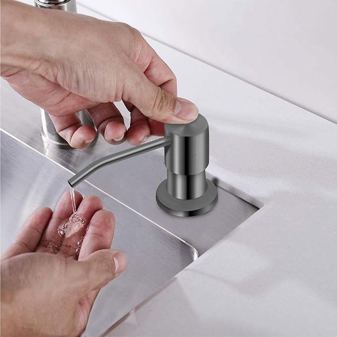 Kitchen Sink Soap Dispenser With 47" Extension Tube Kit, Under Sink Pump, No Need for Refills, Good Suction Power, Gray