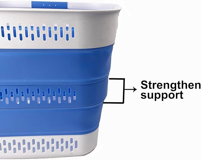SAMMART 40L (10.5 Gallon) Collapsible Plastic Laundry Basket with Handles - Foldable Pop Up Storage Container/Organizer - Portable Laundry Hamper - Space Saving (1, Grey/Little Boy Blue)