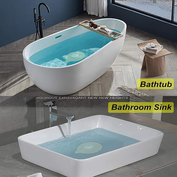 2PCS Bathtub Stopper Hair Catcher Kit, Bathtub Drain Strainer, Tub Stopper Plug Cover, Sink Filter, Silicone Drain Stopper for Bathroom, Laundry (Grey)
