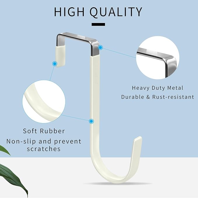 FYY Over The Door Hooks, 4 Pack Door Hangers Hooks with Rubber Prevent Scratches Heavy Duty Organizer Hooks for Living Room, Bathroom, Bedroom, Kitchen Hanging Clothes Towels Hats Coats Bags Beige