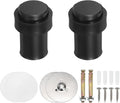 PATIKIL 2Set Round Door Stoppers, 60mm Stainless Steel Door Stop Doorstop Wedge Metal Cylinder Self Adhesive with Screw for Bottom of Door Floor Inside, Black