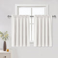 DWCN Short Ivory Blackout Curtains for Small Window, Thermal Insulated Energy Saving Room Darkening Curtains for Kitchen/Bedroom (W60 x L36 inch, Set of 2 Panels, Top of Rod Pocket)
