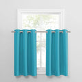 PONY DANCE Bathroom Window Valances - (42 by 36 inches, Blue Mist, 2 Panels) Room Darkening Tier Curtains Short Panels Drapes for Small Half Window Decoration in Kitchen