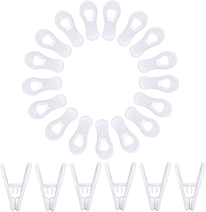 White Hanger Clips 60 Pack, Multi-Purpose Plastic Hangers Clips Perfect for Plastic Velvet Hangers, Clothes Pins Finger Clip for Skirt Pants