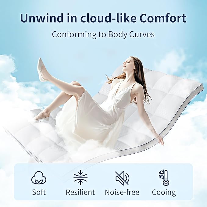Mattress Topper Twin XL Mattress Pad Cover Mattress Protector with 8-21 Inch Deep Pocket Overfilled Down Alternative Filling