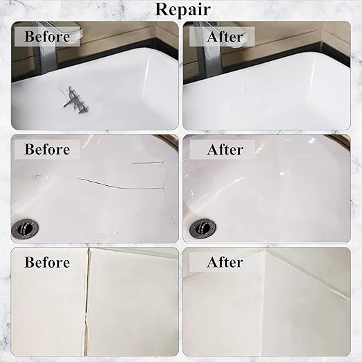 Tub, Tile and Shower Repair Kit (Color Match), Hupeyna Porcelain Repair Kit, Bathtub Repair Kit for Chips Dents Cracks Holes Scratchs, etc. Fiberglass Repair Kit (More Color)