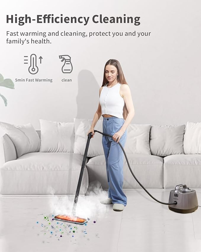 Steam Cleaner for home, 293°F 58 PSI Powerful Multipurpose Steam Mop for Home Use, 50Oz Capacity, Heavy Duty Steamer for Carpets, Handheld Steamers, Floors, Cars, Tiles, Crack Cleaning, Titanium