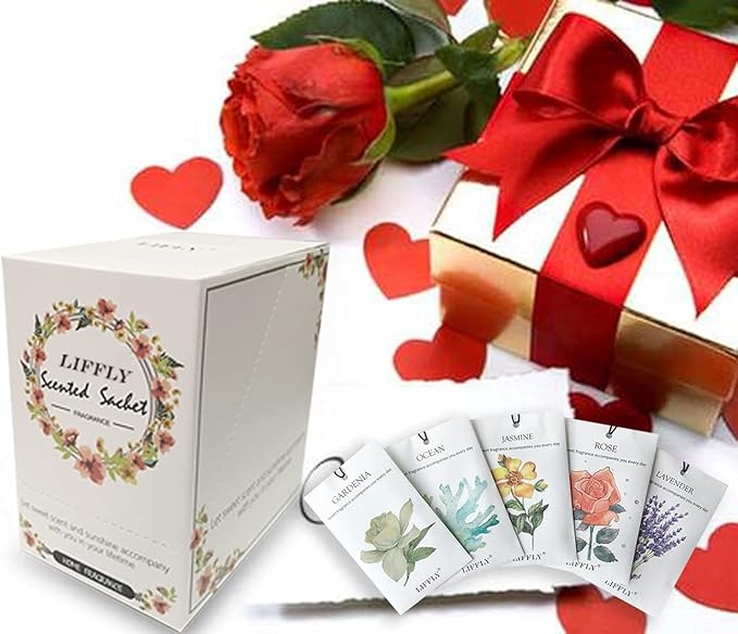 14 Packs Scented Sachets for Drawers and Closets Lavender, Rose, Jasmine, Ocean, Vanilla, Sandalwood, Gardenia 7 Scent Gift Box