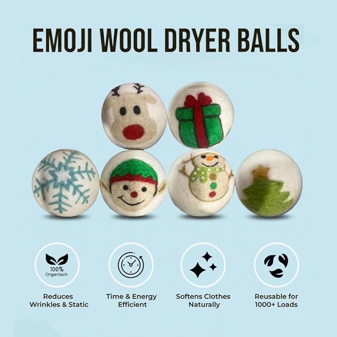 Ezhippie Quality Wool Dryer Balls - 6 XL Festival Pack - 1000+ Loads - Pure Organic Wool - Reusable Natural Fabric Softener Perfect with Essential Oils, Reduce Clothing Static and Wrinkles