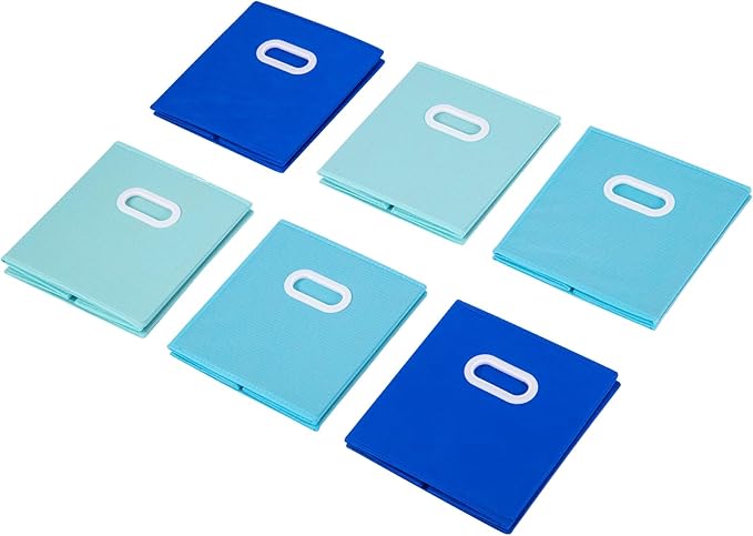 Stero Fabric Storage Cubes Bins, 11 inch Fun Colored Foldable Storage Baskets with Dual Plastic Handle for Home, Kids Room, Closet and Toys Organization, Multi Colored, Set of 6