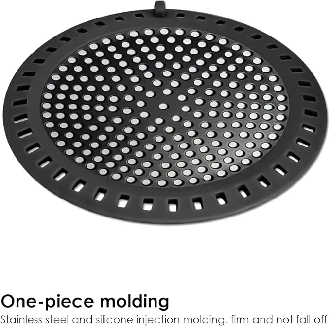 2PCS Shower Hair Drain Catcher/Strainer/Cover/Filter/Trap, Hair Stopper Floor Drain, Stainless Steel with Silicone Edge Drain Protector, Black, 4.75 Inch Diameter