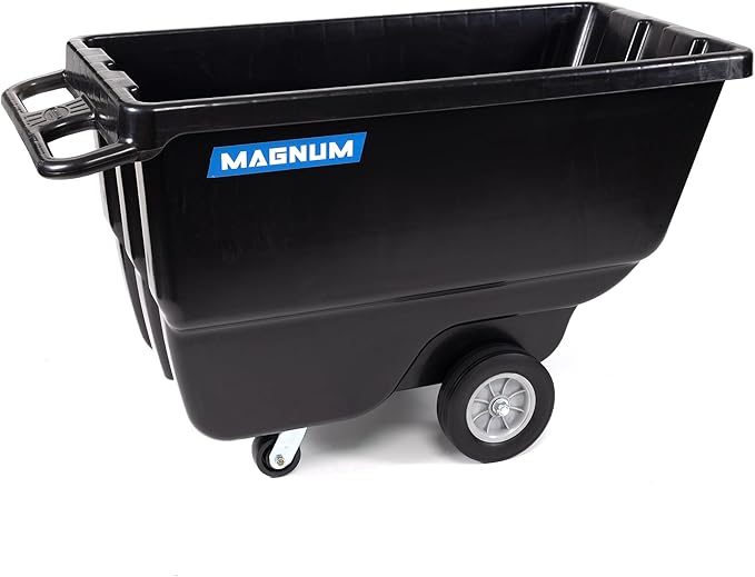 Tilt Truck, 1/2 Cu. Yd. Capacity Dump Cart with Heavy Duty 12” Wheels & 5” Casters for Handling, Transporting on Construction Jobsites, 750 lbs, Trash Cart with Wheels DUC12A-02PK (2-Pack)