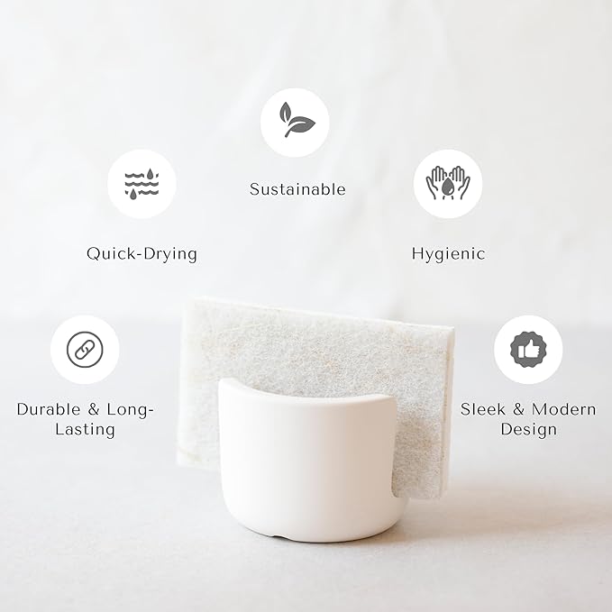 Selegna Diatomite Stone Kitchen Sink Organizer and Drying Caddy - Fast Absorbing, Quick Dry - Light Grey, Large
