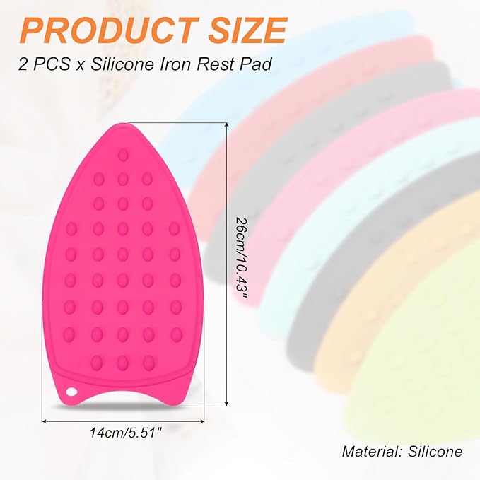 PATIKIL Silicone Iron Rest Pad, 2 Pcs Multipurpose Hot Heat Resistant Iron Rest Plate Protective Pad for Ironing Board Hot Resistant Steamer Steam Compact Mat, Rose Red