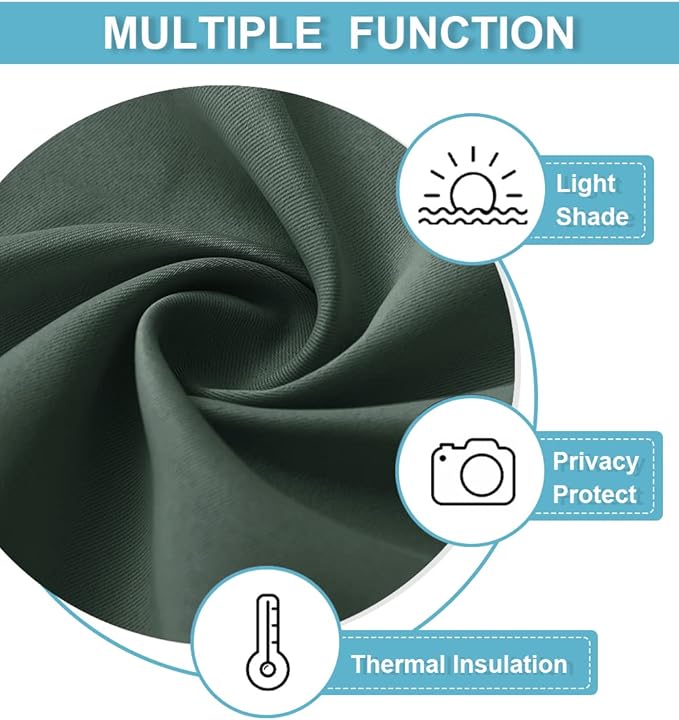 RYB HOME Room Darkening Curtains 84 inches Length 2 Panels Set, Privacy Assured Blackout Window Covers Thermal Insulated Rod Pocket Drapes for Living Room, 42 x 84 inch, Dark Green