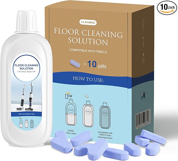 10 Bottles Compatible with Tineco Cleaning Solution Pet 500ml Per Bottle Lavender Scents Floor Cleaner Compatible with All Robot Vacuums with Mopping and Cordless Wet/Dry Vacuum (Lavender)