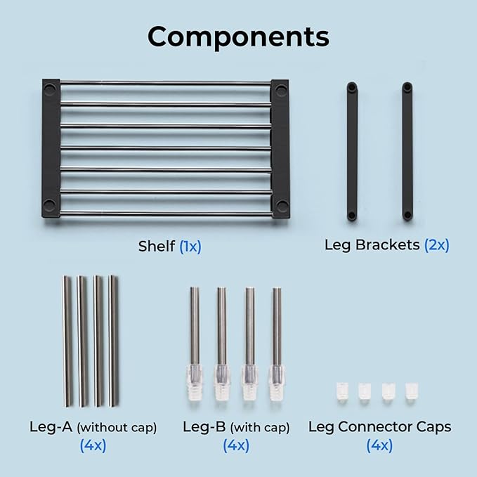carrotez Expandable Cabinet Organizer, Set of 1 Width & Height-Adjustable Kitchen Cabinet Organizer Shelf, Stackable Kitchen Counter Shelf, 11.8~19.6 x 7.8 x 5.9~9" Black