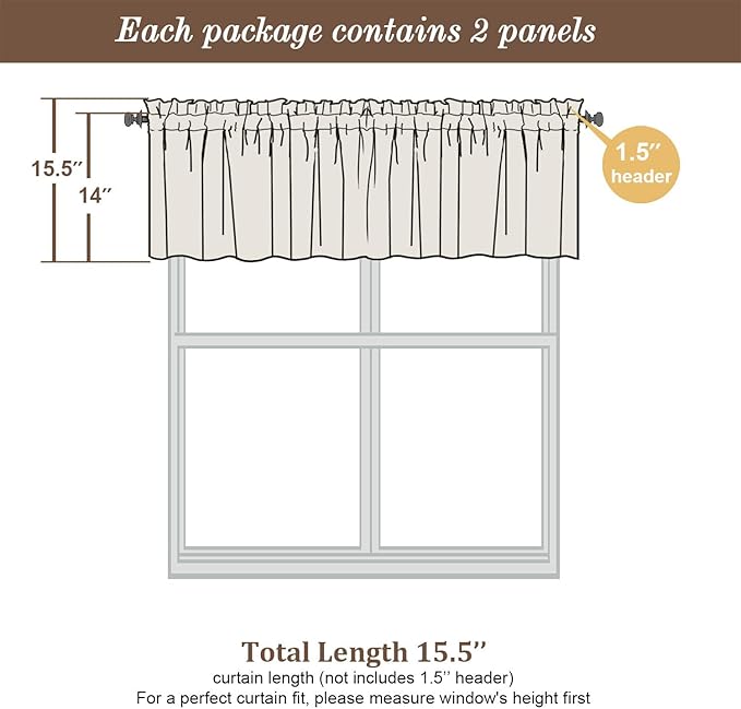 Chyhomenyc Light Green Sheer Valances for Windows 2 Pack, Small Window Curtains for Living Room Bathroom Cafe Laundry Basement, Modern Top Dual Rod Pocket Voile Curtain, 42W x 14L inches