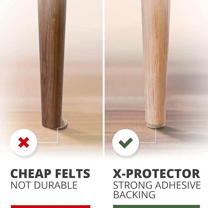 X-Protector 357 pcs Beige Felt Furniture Pads - Huge Quantity of Hardwood Floor Protectors with Many Big Sizes - Protect Any Type of Hard Floor