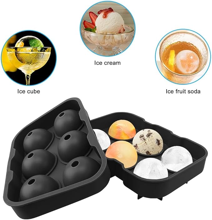 Silicone Round Ice Cube Mold, Round Ice Cube Trays for Freezer with Funnel, Easy Release Ice Cube Tray Circle Balls for Whiskey Cocktails Bourbon