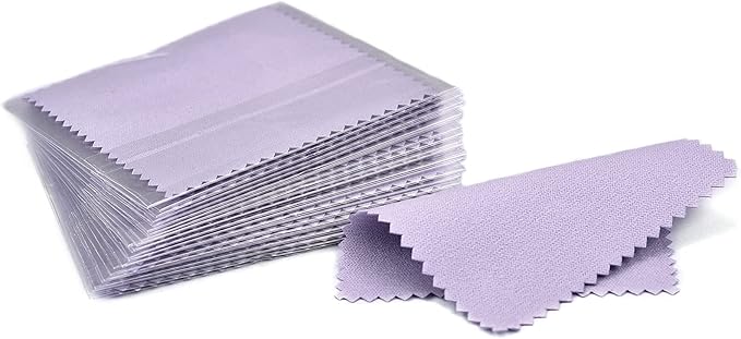 SEVENWELL 50pcs Jewelry Cleaning Cloth Purple Polishing Cloth for Sterling Silver Gold Platinum Small Silver Polish 8x8cm