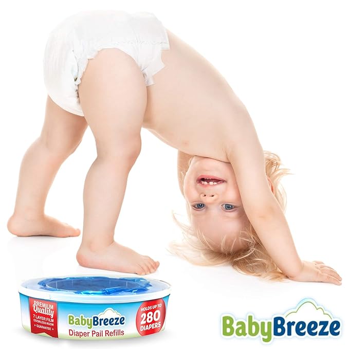 BabyBreeze Diaper Pail Refill Bags Compatible with Playtex Diaper Genie Pails Odor Absorbing Diaper Disposal Trash Bags - 840 Count (3-Pack)