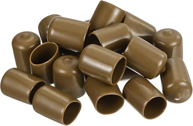 uxcell 20pcs Rubber End Caps 19mm(3/4") ID Vinyl PVC Round Tube Bolt Cap Cover Screw Thread Protectors Light Brown