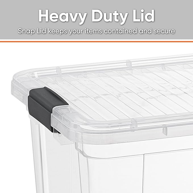 Superio Storage Bins with Lids - Clear Boxes for Organizing, Stackable Plastic Containers - BPA Free, Non-Toxic, Odor Free, Organizer for Home, Office, Dorm(2 Pack, 11 Qt)
