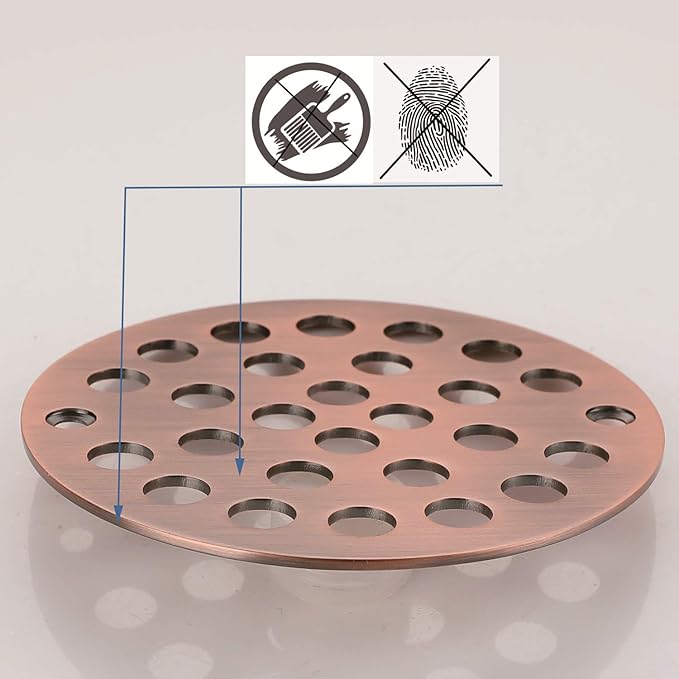 4-Inch Screw-in Shower Strainer Drain Cover Replacement Floor Strainer (Antique Copper)