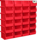 Akro-Mils 30210 AkroBins Plastic Storage Bins, Space-Saving Stackable Bins for Garage, Pantry, Craft Organization, 5-" x 4-" x 3-", Red, 24-Pack