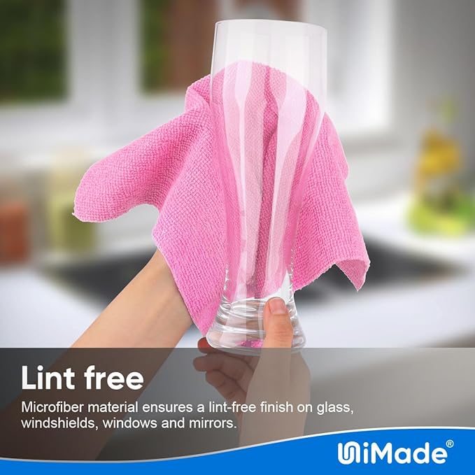 Microfiber Cleaning Cloth, 100 Sheets Microfiber Towels for Cars Commercial Grade Shop Towel Washcloths Lint-Free Bulk Cleaning Rags for Mechanic Restaurant Garage Housekeeping, 11"x 9", Pink