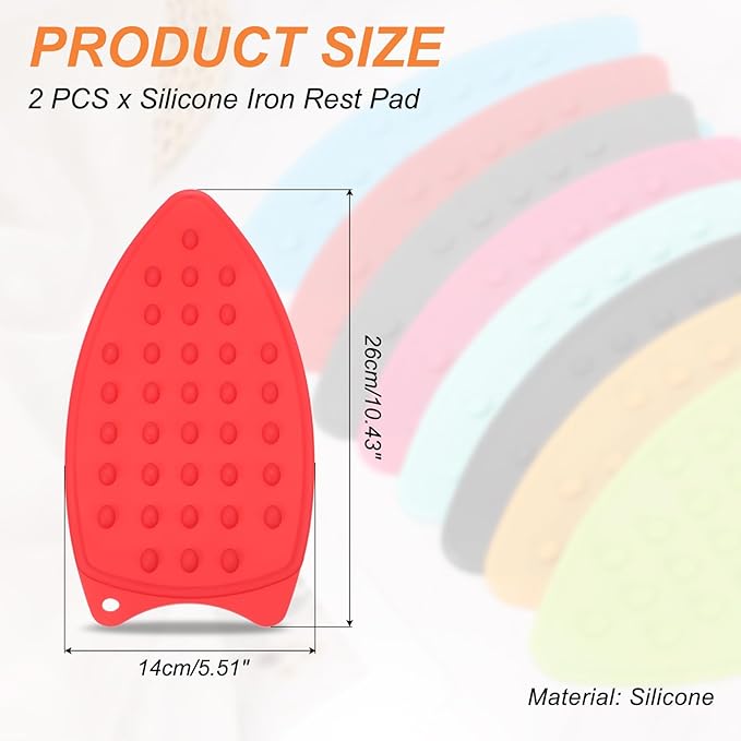 PATIKIL Silicone Iron Rest Pad, 2 Pcs Multipurpose Hot Heat Resistant Iron Rest Plate Protective Pad for Ironing Board Hot Resistant Steamer Steam Compact Mat, Red