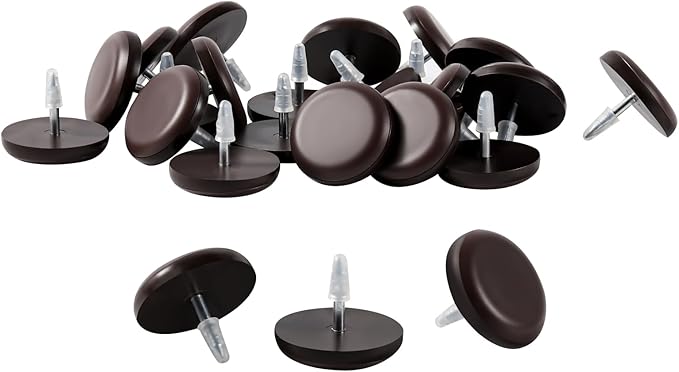 Furniture Glides Sliders-Furnigear PTFE (Teflon) Chair Leg Movers Sliders for Carpet and Hardwood Surface - Move Your Furniture Easily & Safely - Best Floor Protector (1-1/4", Brown-24pack)