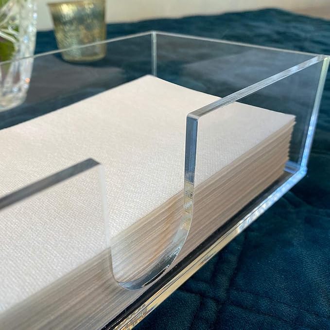 Sicily Acrylic Napkin Holder (5mm) Multifold Paper Towel Dispenser (9.87”W x 4.75”D x 2.75”H) Hand Towel Holder for Bathroom and Kitchen Countertop