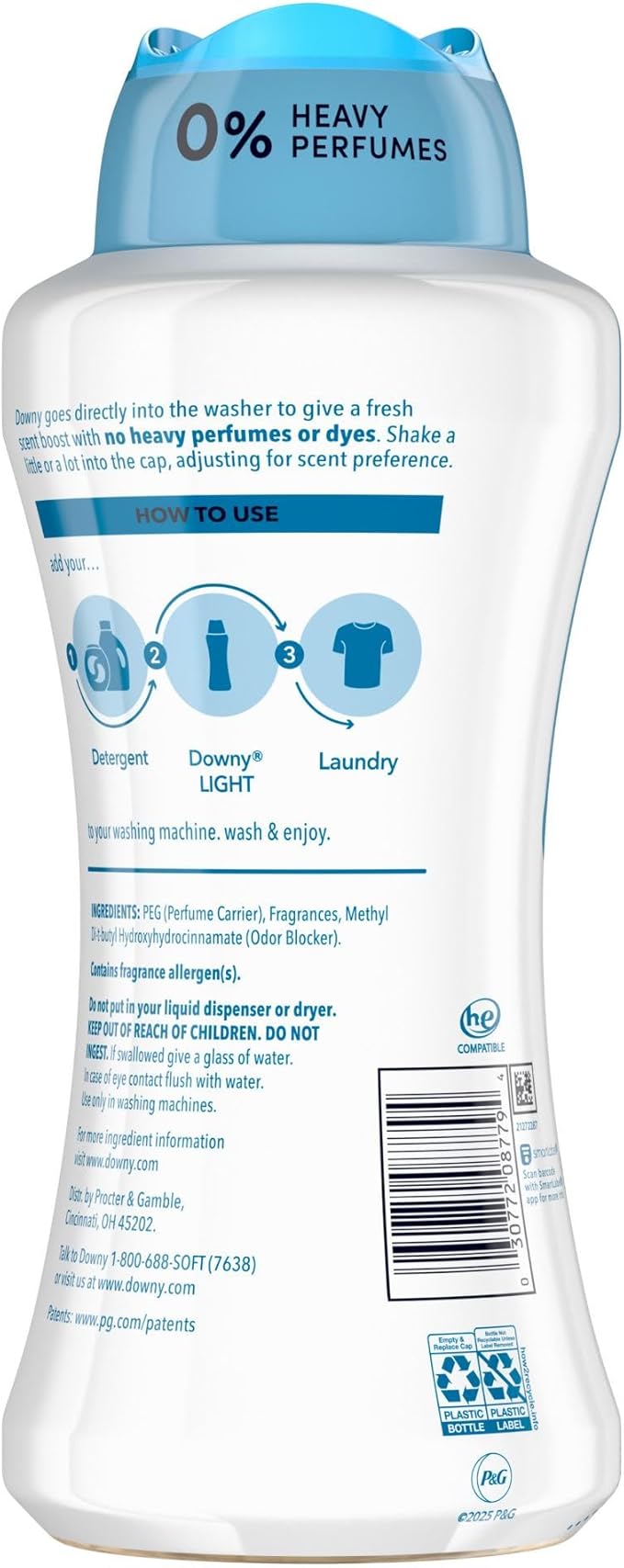 Downy Light Laundry Scent Booster Beads for Washer, Ocean Mist, 24 oz, with No Heavy Perfumes