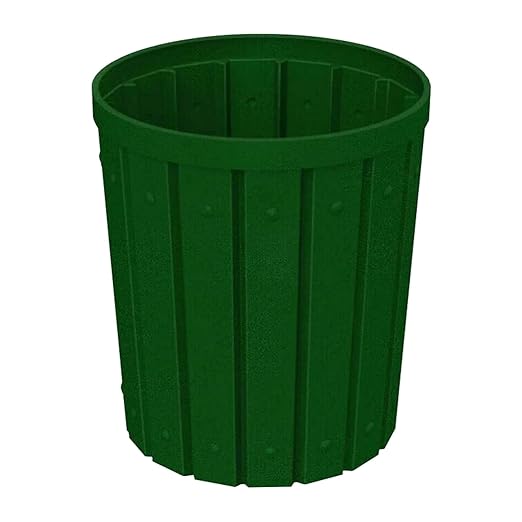 42 Gallon Slatted Circle 100% Recycled Plastic Commercial Outdoor and Indoor Trash Can with Push Open Dome Lid and Internal Liner | Great for Schools and Businesses - Green Granite