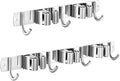 2 Pcs Mop Broom Holder Wall Mounted, Dustpan Holders, Stainless Steel Mop Hangers Organizer, Broom Rack, Utility Hook for Hanging Brooms and Mops(3 Racks 4 Hooks and 2 Racks 3 Hooks)