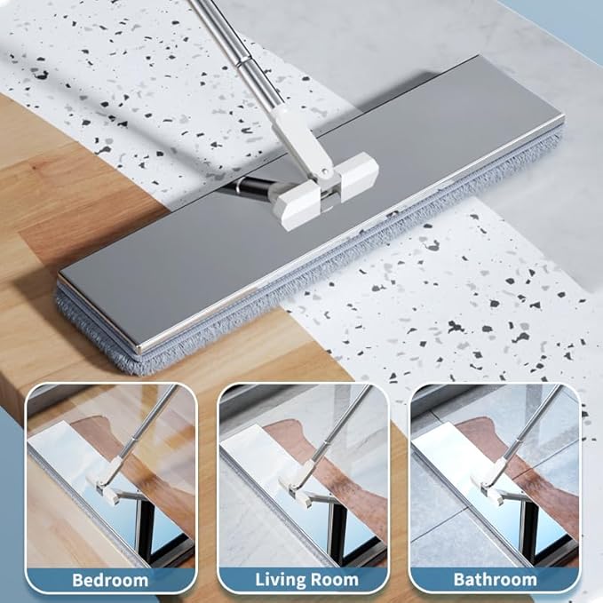 Stainless Steel Mop and Bucket Set with Wringer, Easy-to-use Flat Mop with Separate Dirty Water System, Deep-Cleaning Mops for Floors, Versatile Mops for Walls
